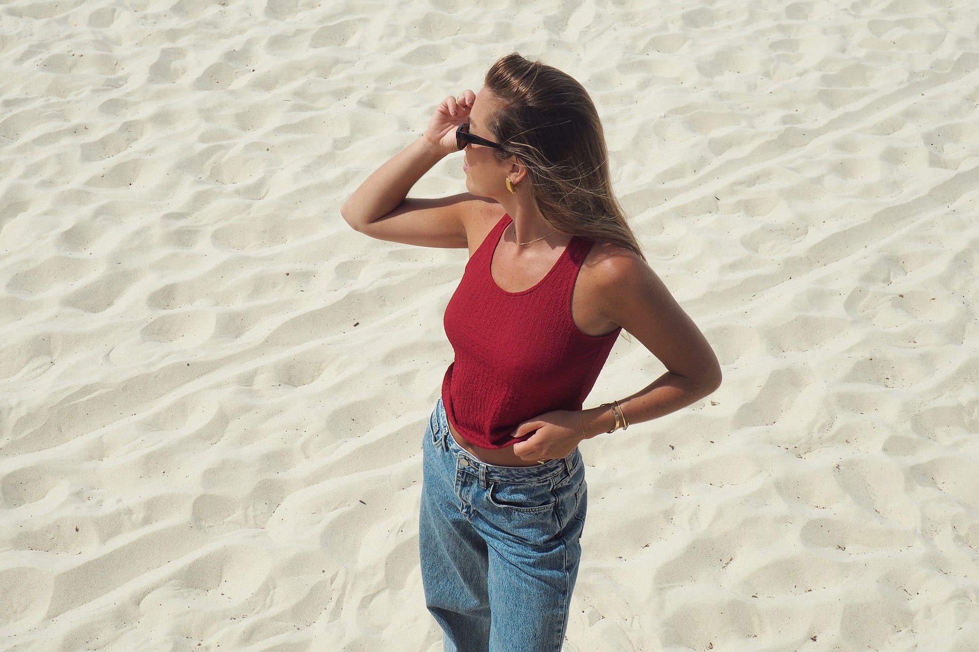Alma Textured Tank - Goji