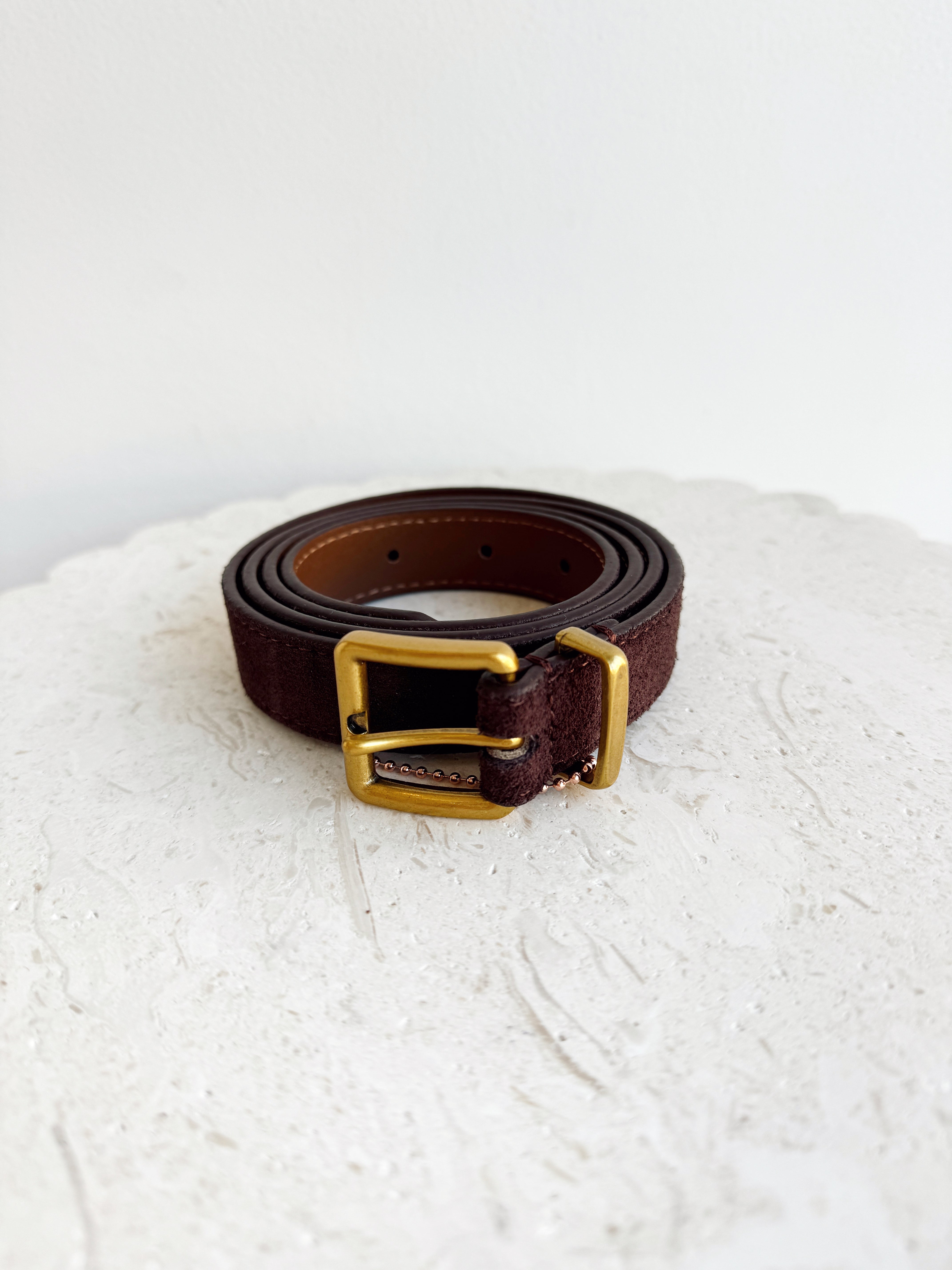 Slim Suede Belt - Chocolate