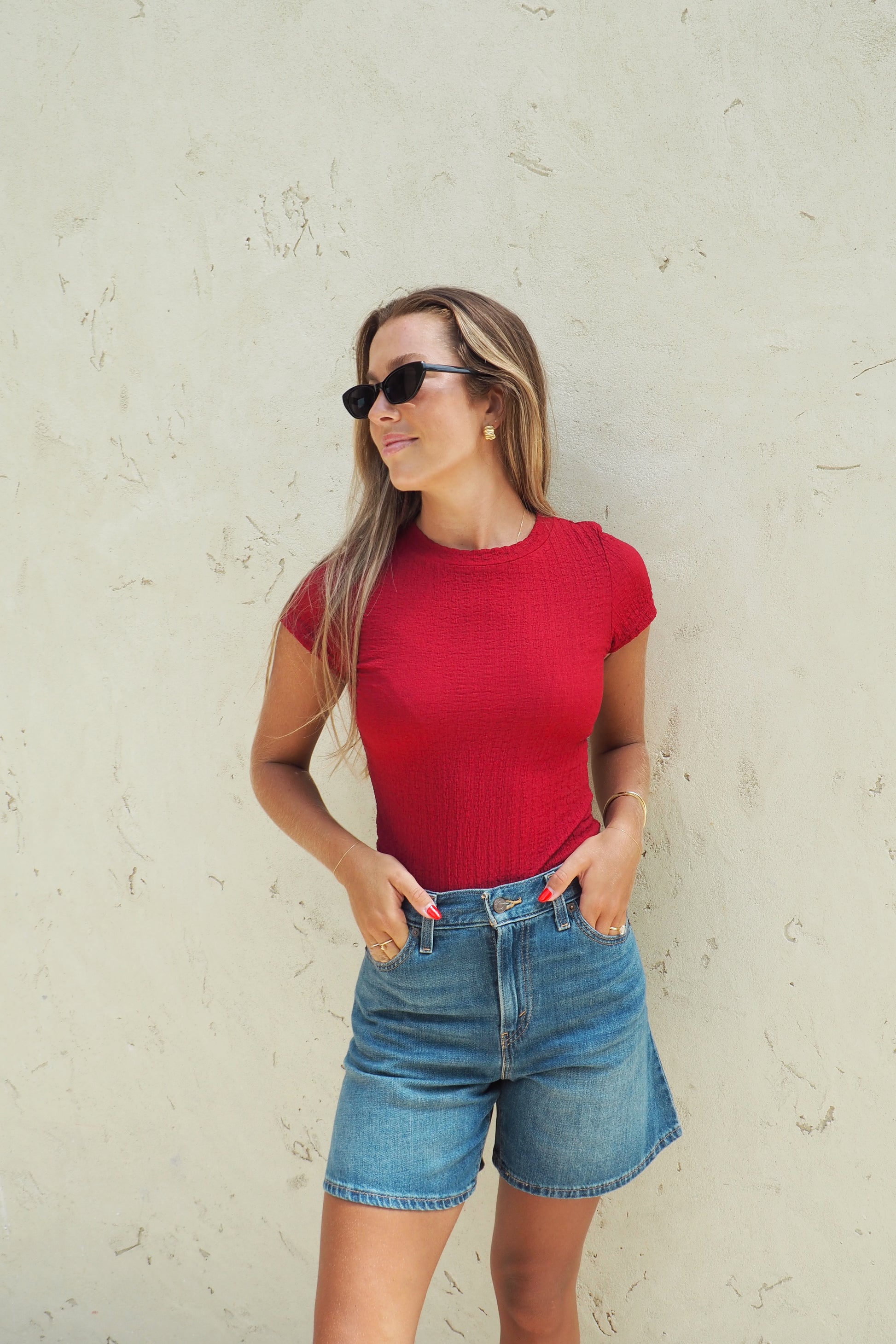 Alma Textured Baby Tee - Goji