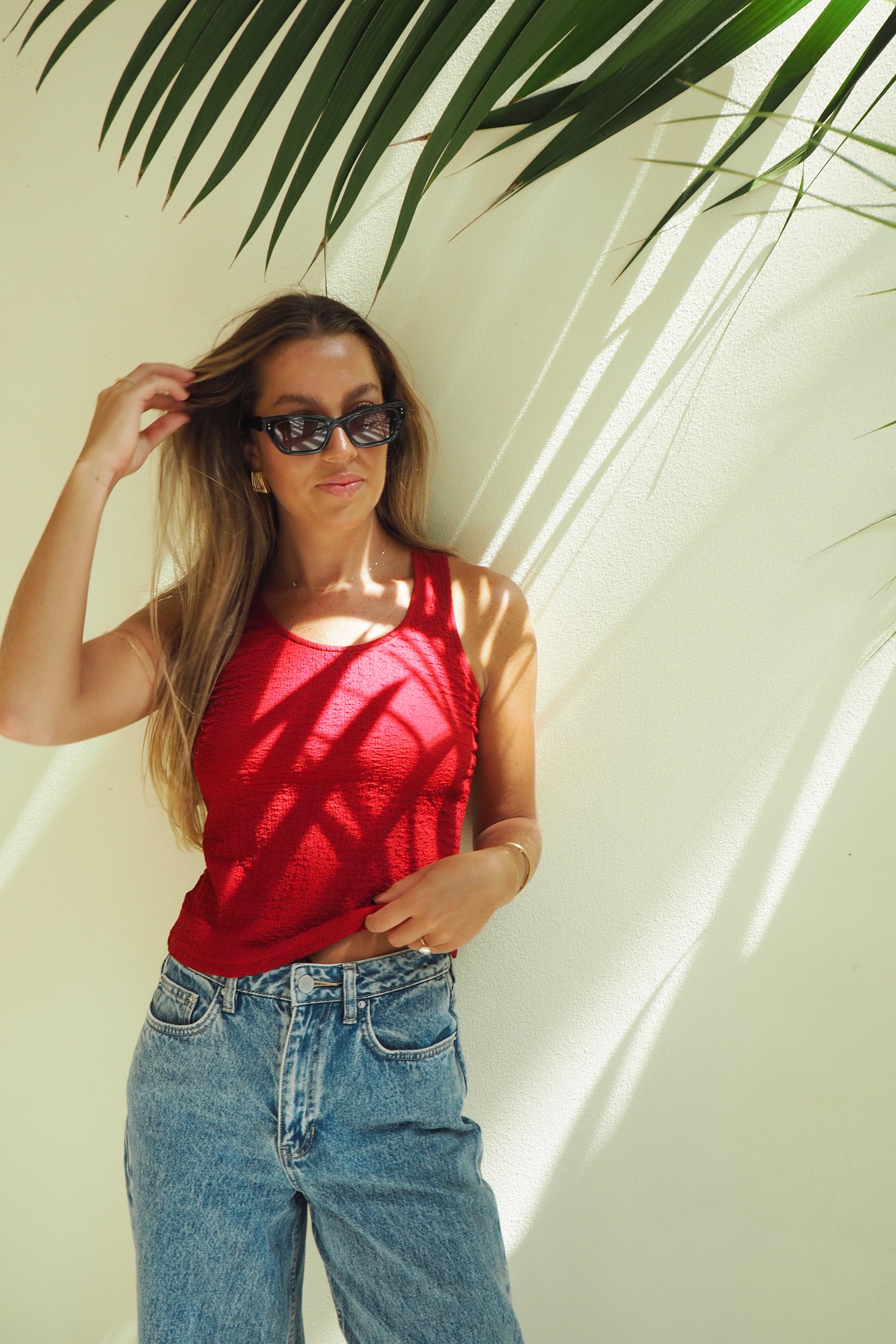 Alma Textured Tank - Goji