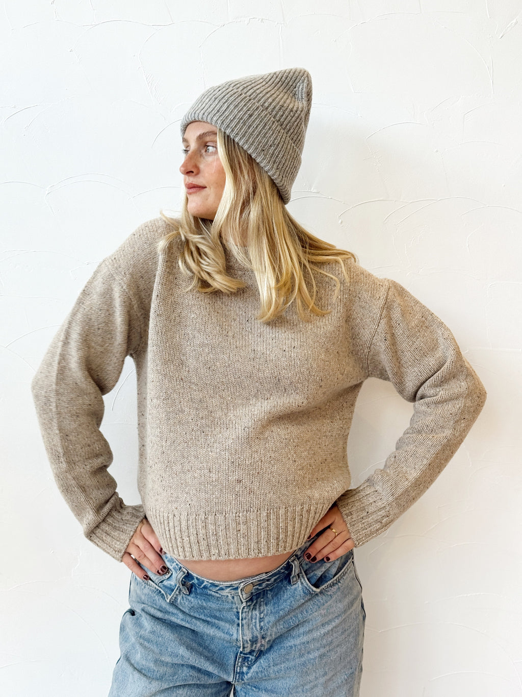Merino Wool Beanie - Grey Marle