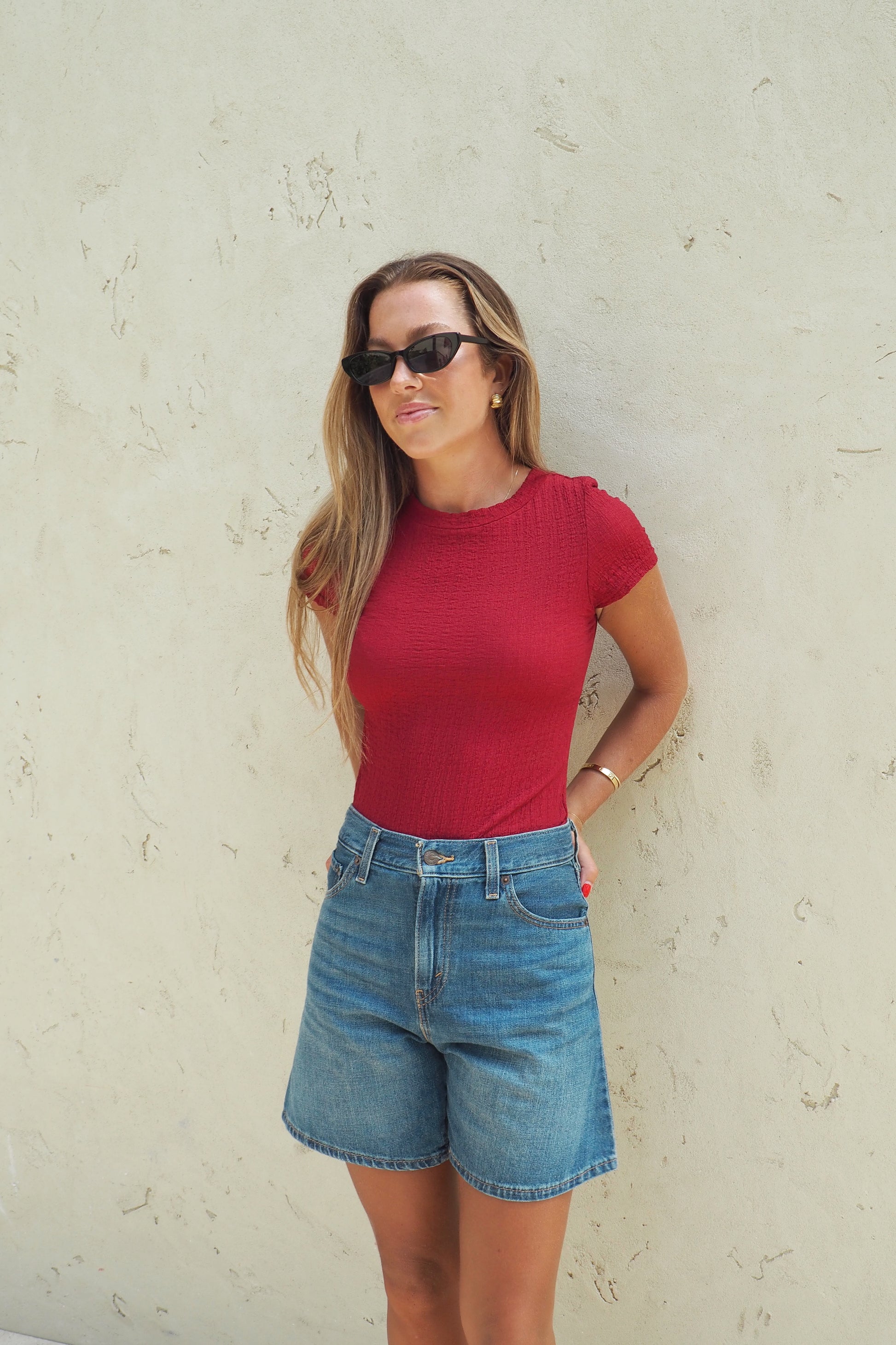 Alma Textured Baby Tee - Goji