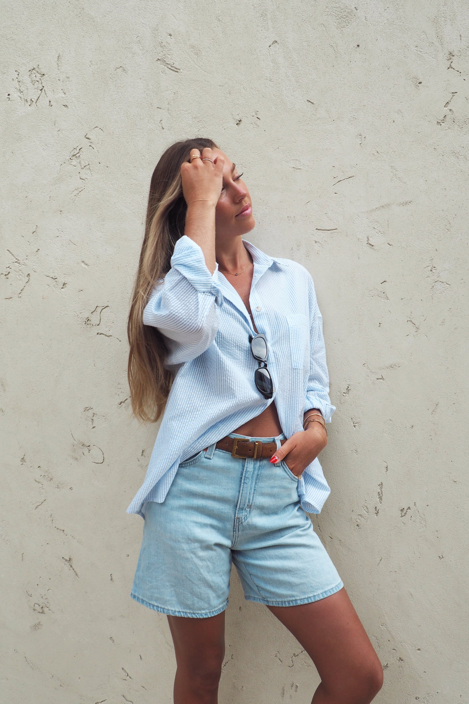 Soleil Stripe Shirt - Sky Blue