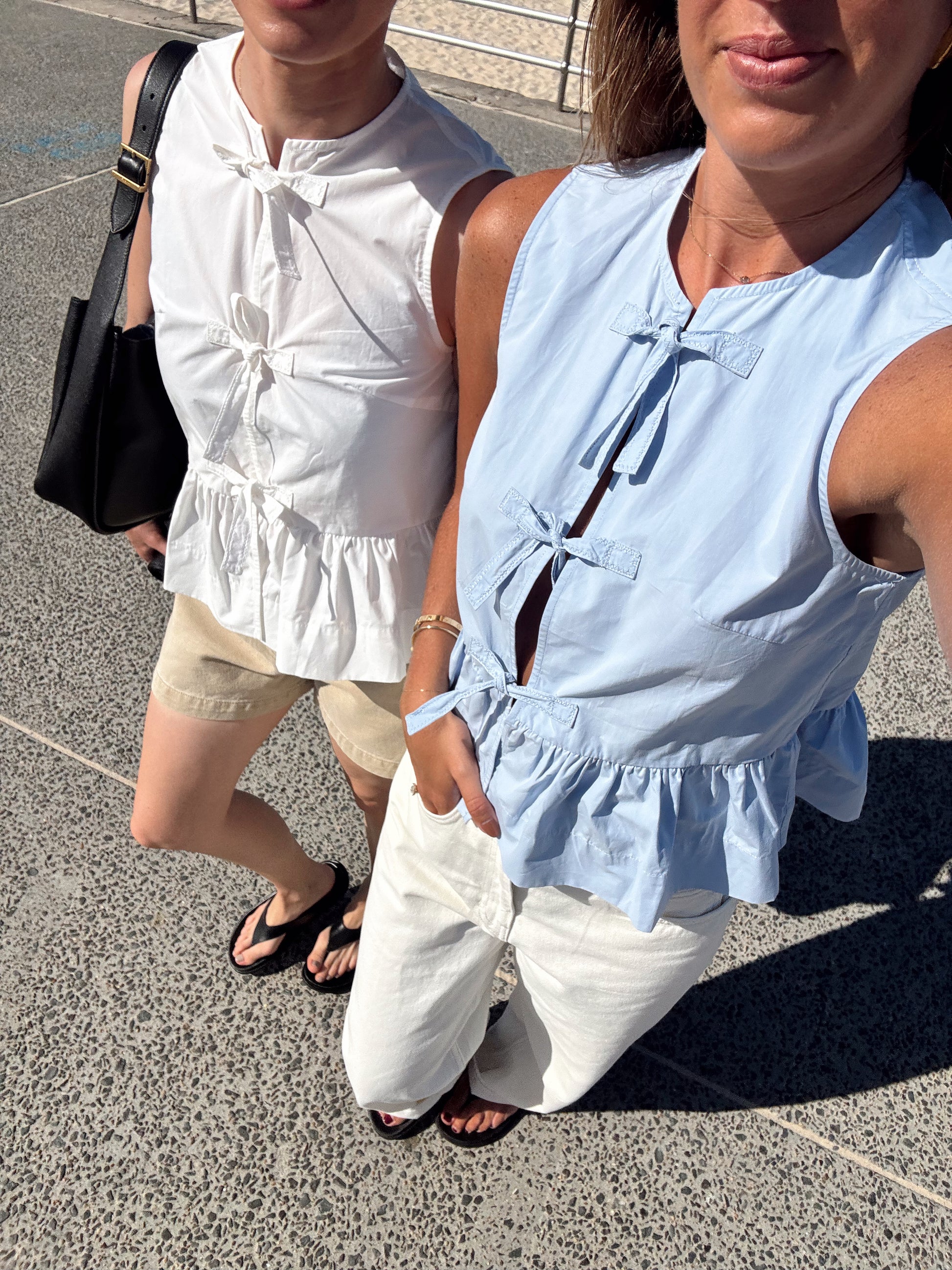 Byron Poplin Tie Top - White