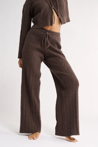 Katie Cable Knit Pant - Chocolate