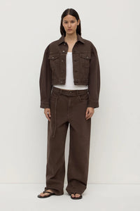 Womens Cropped Denim Jacket - Ganache