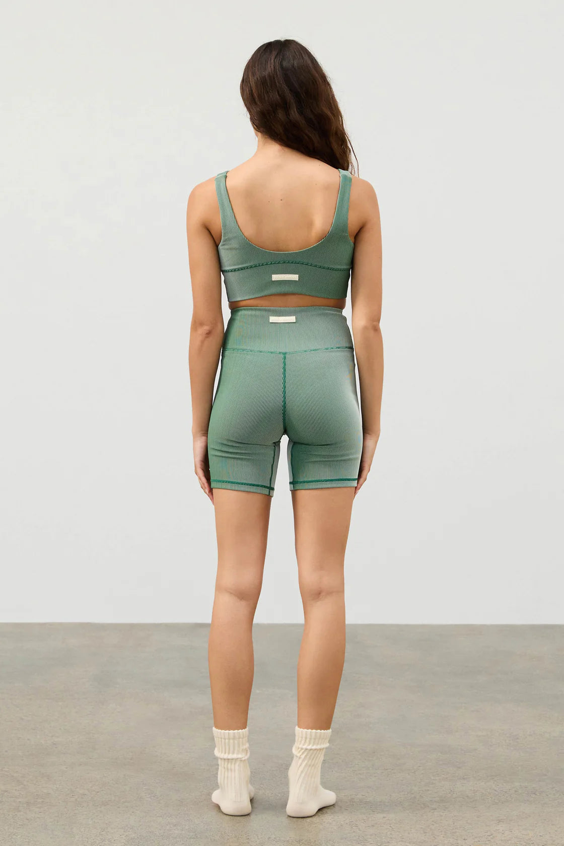 Tallow Green Stripe Rib 7" Bike Short