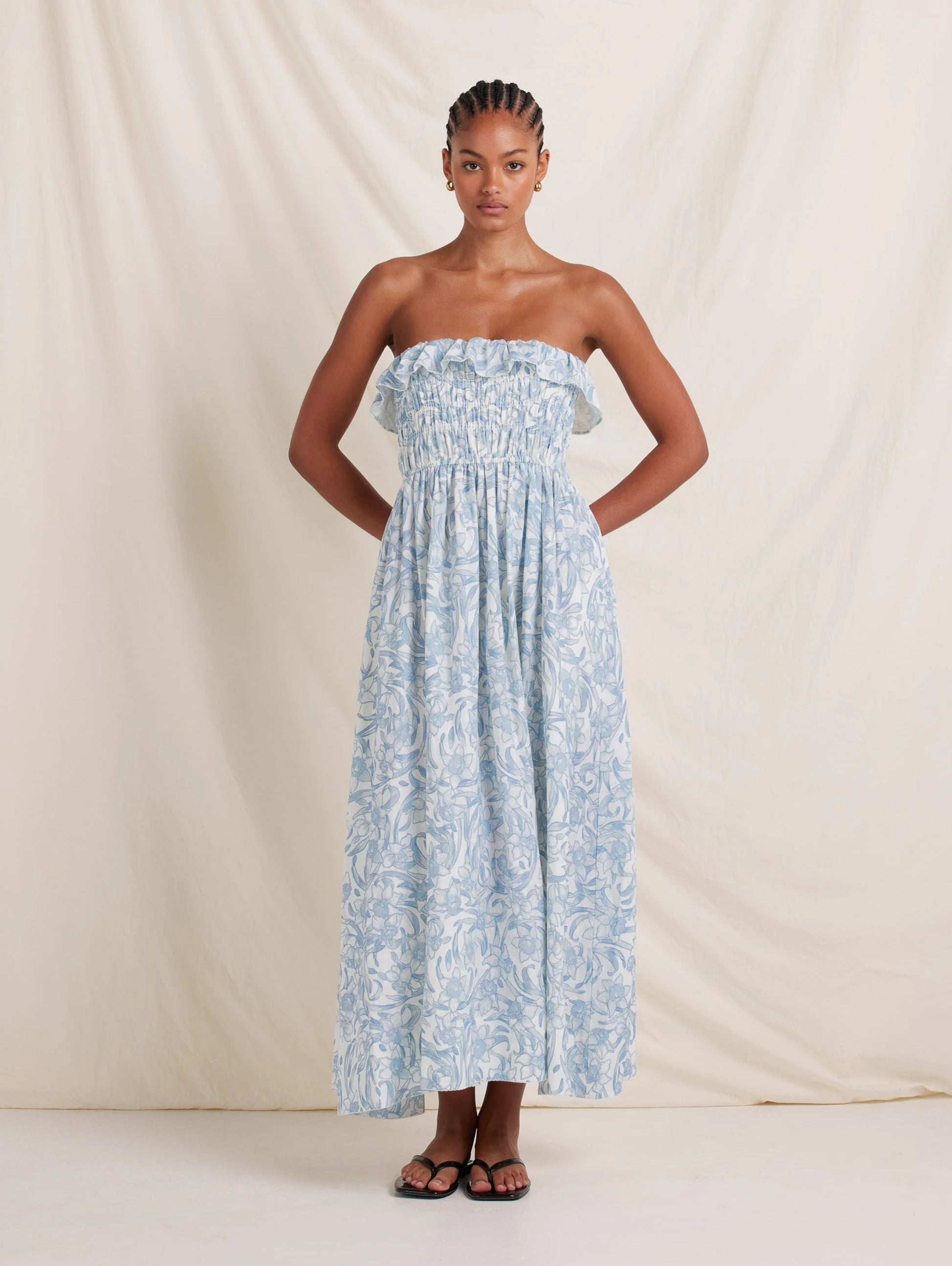 Shirred Midi Dress - Daffodil