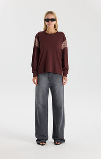 Moto L/S T-Shirt - Cocoa/Pink